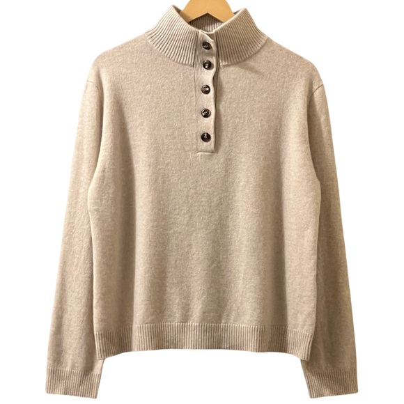 Alice Walk Cashmere Getaway Henley Button Cozy Sweater Sz M - Picture 2 of 9